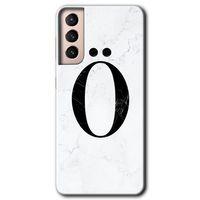 Galaxy S21 Kılıf HD Desen Baskılı Arka Kapak - Beyaz Mermer Desenli Ö Harfi