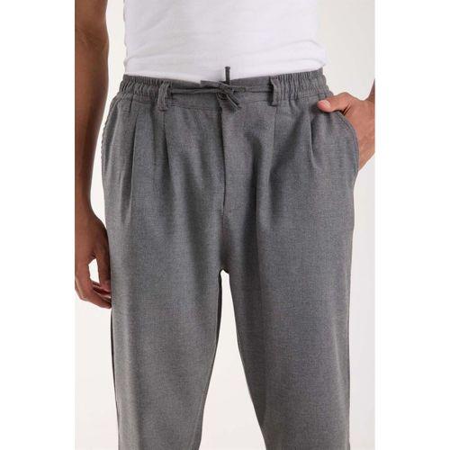 Bezayağı Kumaş Relax Fit Duble Paça Jogger Pantolon - Gri