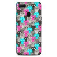 Lopard Oppo Ax7 Uyumlu Kılıf Kediler (7) Telefon Kılıfı Pembe Mavi Gri