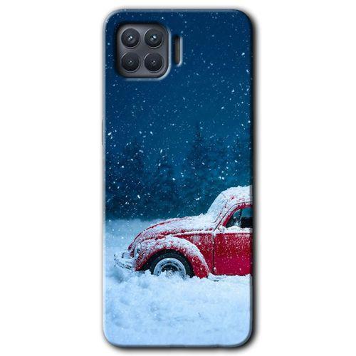 MRCİLETİSİM Oppo Reno 4 Lite Kılıf Baskılı Kapak - Karlı Vosvos + 5D Tam Kaplayan Cam