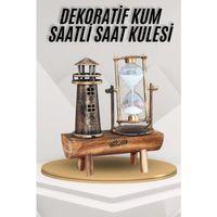 Deniz Feneri Kum Saati Ahşap Görünümlü Vintage Tarz Biblo
