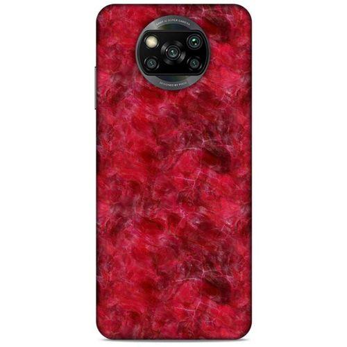 Mermer Desenli (6) Tema Silikon Kılıf Kırmızı Xiaomi Redmi Poco X3 Kılıf