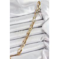 316L Çelik Gold Renk Yıldız Zincir ve İtalyan Zincirli 2'li Kadın Bileklik