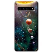 MRCİLETİSİM MRCİLETİSİM Samsung Galaxy S10 Plus Kılıf HD Desen Baskılı Arka Kapak + Temperli Cam - Cosmos