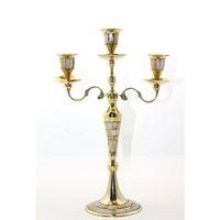 Pirinç Sedefli 3'lü Şamdan Model 1