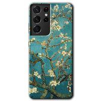 Galaxy S21 Ultra Kılıf HD Desen Baskılı Arka Kapak - Almond Blossom + Kırılmaz Cam