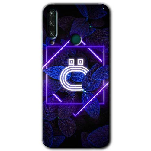 Huawei Y6P Kılıf HD Desen Baskılı Arka Kapak - Dark Neon Yaprak Ö Harfi + Kırılmaz Cam