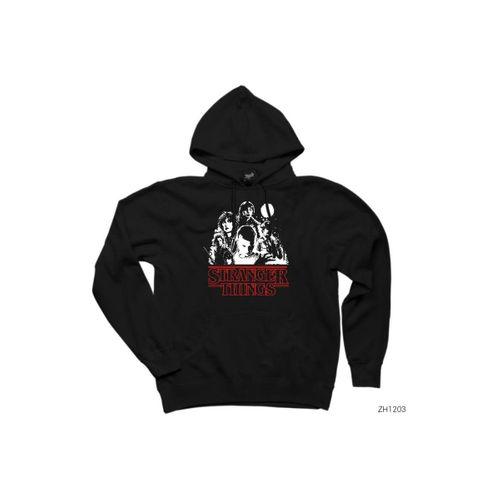 Stranger Things Casts Siyah Kapşonlu Sweatshirt Hoodie