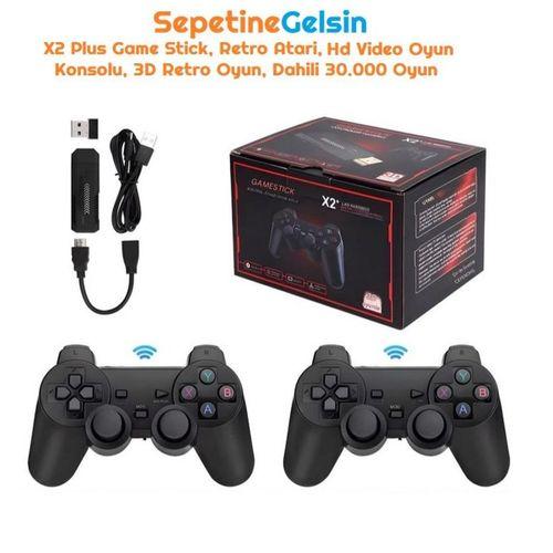 Sepetinegelsin X2 Plus Game Stick, Retro Atari, Hd Video Oyun Konsolu, 3D Retro Oyun, Dahili 30000 Oyun
