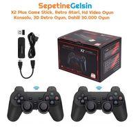 Sepetinegelsin X2 Plus Game Stick, Retro Atari, Hd Video Oyun Konsolu, 3D Retro Oyun, Dahili 30000 Oyun