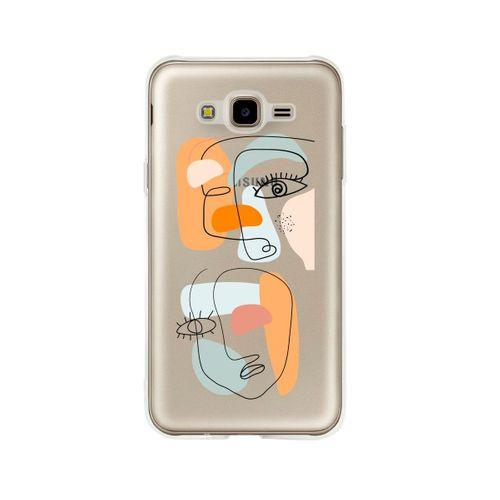 Samsung J7 Colored Art Desenli Premium Şeffaf Silikon Kılıf