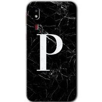 Potkal Hediye Fabrikası Samsung Galaxy A2 Core Kılıf HD Desen Baskılı Arka Kapak - Siyah Mermer Desenli P Harfi