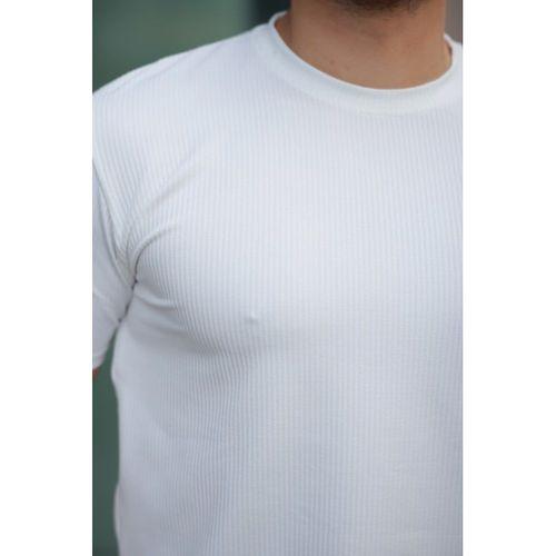 Erkek Kısa Kollu çizgi Kabartma Detaylı T-shirt