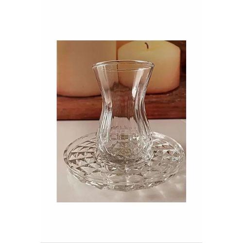 Alin Adela 6'lı Cam Çay Tabağı Çay Tabak Altlığı ROYALEKS-RYG8030