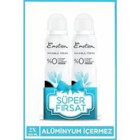 2 Adet Emotion Invisible Fresh Black & White Kadın Deodorant 150ml Vegan, Leke Bırakmaz