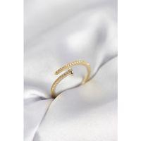 Çivi Model Zirkon Taşlı Gold Renk Kadın Yüzük