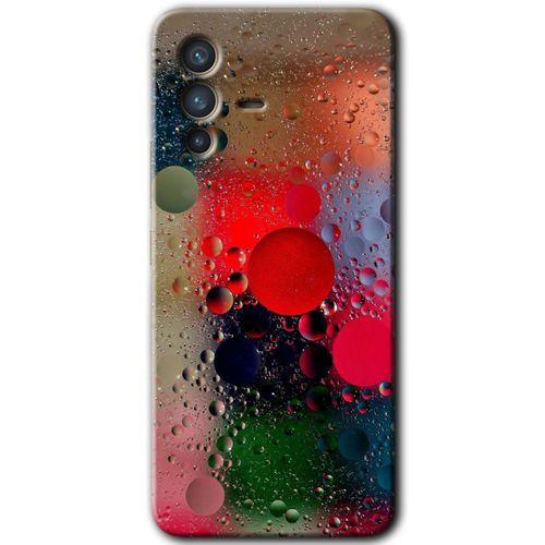 MRCİLETİSİM Vivo V23 5G Kılıf HD Desen Baskılı Arka Kapak+Temperli Cam - Wet Bubbles
