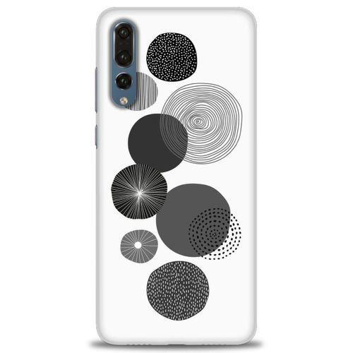 Huawei P20 Pro Kılıf HD Baskılı Kılıf - Siyah Daire + Tam Ekran Koruyucu