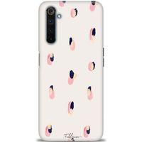 Realme 6 Pro Kılıf HD Baskılı Kılıf - Pembe Lacivert + Tam Ekran Koruyucu