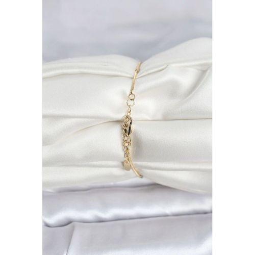 CM 14K Gold Renk Barlı Yılan Zincir Model Kadın Bileklik