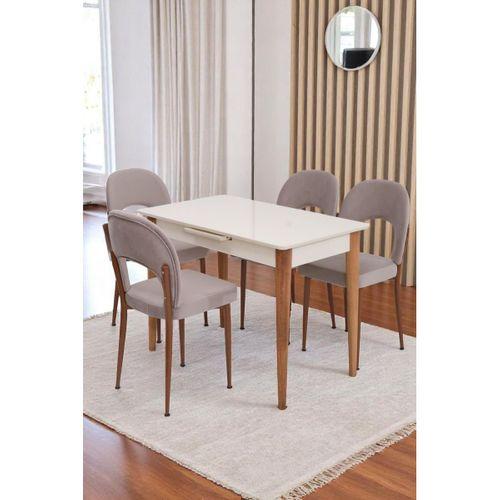 Melisa Hilal Lak Panel Açılır Mutfak Masa Sandalye Takımı 60x100