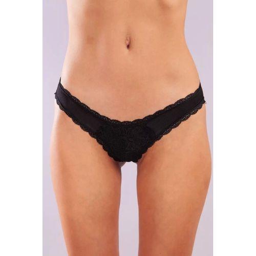 Golshan Glorin Mini Slip, Kadın Dantel Kenarlı Micro Siyah Külot