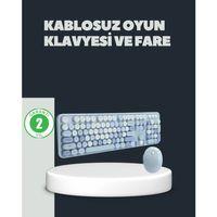 Retro Daktilo Stilli Kablosuz Klavye Mouse Seti – Sessiz Ve Şık