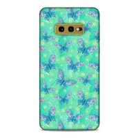 Samsung Galaxy S10e Kılıf Kelebek Etkisi (10) Full Koruma Kılıfı Fuşya Yeşil