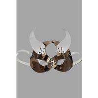 Gold/Beyaz Şeytan Kulaklı Deri Sexi Maske 800473