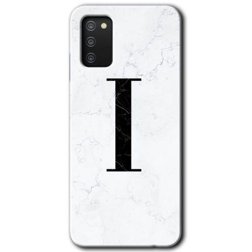 Galaxy A03s Kılıf HD Desen Baskılı Arka Kapak - Beyaz Mermer Desenli I Harfi