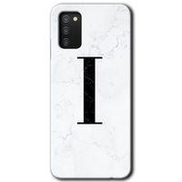 Galaxy A03s Kılıf HD Desen Baskılı Arka Kapak - Beyaz Mermer Desenli I Harfi