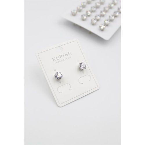 Büyük Boy Zirkon Taşlı Tektaş  Küpe - Gümüş