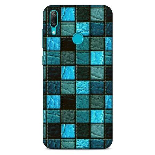 Huawei Y7 2019 Kılıf Patchwork (27) Tasarımlı Kılıf Turkuaz Siyah