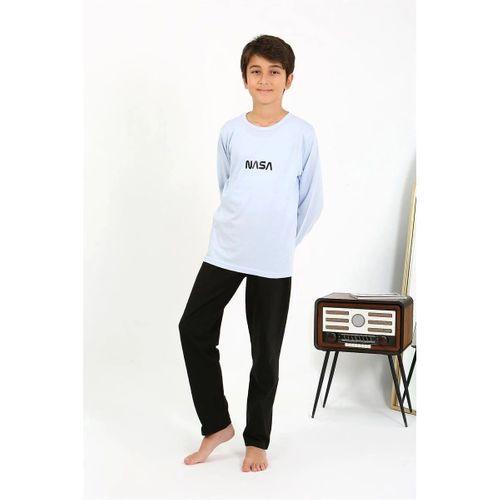 Erkek Çocuk Uzun Kol Penye Pijama Takım Buzmavisi