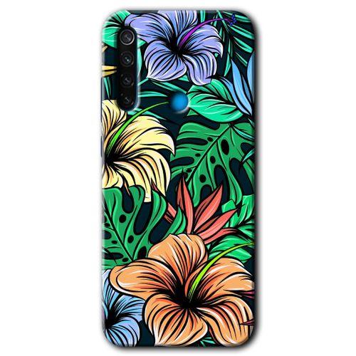 MRCİLETİSİM Xiaomi Redmi Note 8 Kılıf Baskılı Kapak - Hibiscus Flowers + 5D Tam Kaplayan Cam