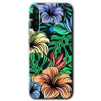 MRCİLETİSİM Xiaomi Redmi Note 8 Kılıf Baskılı Kapak - Hibiscus Flowers + 5D Tam Kaplayan Cam