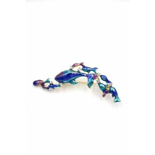 Balina Sürüsü Broş - Mavi