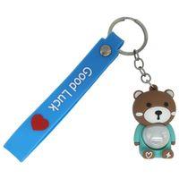 Figürlü ve Işıklı Silikon Anahtarlık - Ayıcık - Turkuaz