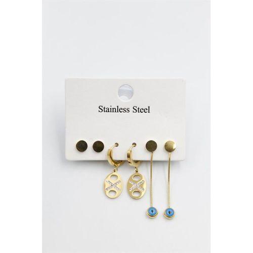 Çoklu Nazar Küpe - Altın