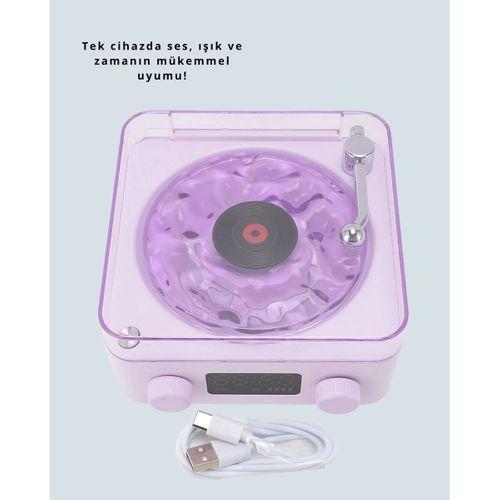 Projektörlü Gece Lambalı Retro Hoparlör – Taşınabilir Bluetooth Speaker