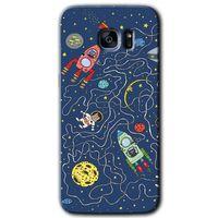 Galaxy S7 Edge Kılıf HD Desen Baskılı Arka Kapak - Kedi Galaksi