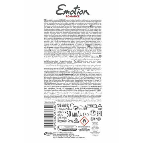 Emotion Romance Kadın Vegan Deodorant 150 Ml Hızlı Kurur, Leke Bırakmaz