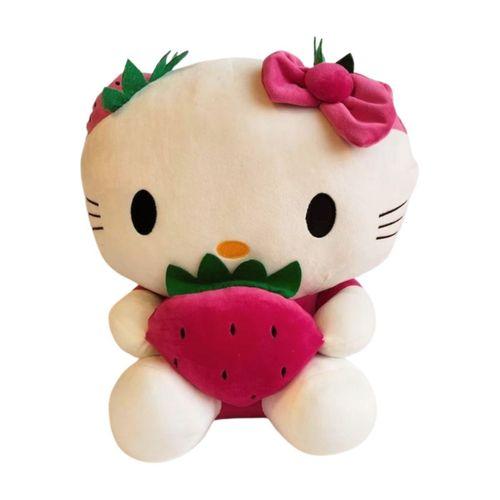 Hello Kitty Çilekli Tokalı Peluş Fuşya 50cm