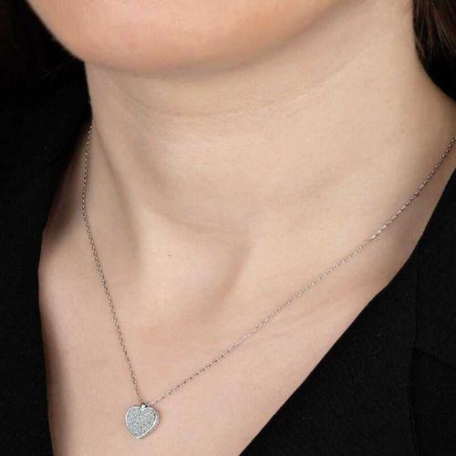 Swarovski Taşlı Lucky Life 925 Ayar Gumuss  Kalp Bayan Kolye