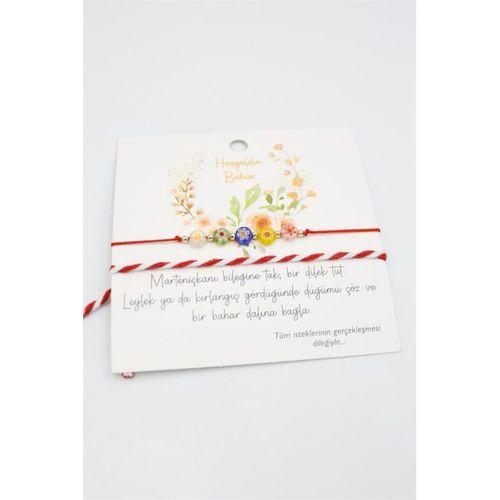 Çiçek Marteniçka Bileklik - Kırmızı