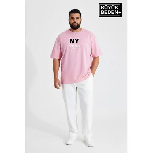 Erkek Büyük Beden NY New York Baskılı 3xl-6xl Bisiklet Yaka Tshırt SPR26BTS510-15
