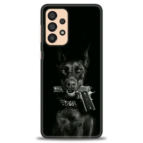 Samsung Galaxy A33 5G Kılıf HD Baskılı Kılıf - Tabanca ve Köpek + Tam Ekran Koruyucu