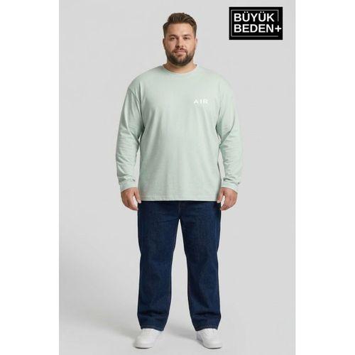 Erkek Büyük Beden Air Baskılı 2 İplik Bisiklet Yaka Tişört SPR26BTS942-1