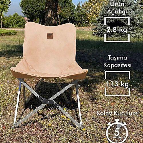 Kamp Ayısı® Alüminyum Katlanabilir Kamp Sandalyesi – Askılı Omuz Çantalı, Oxford Kumaş, Krem
