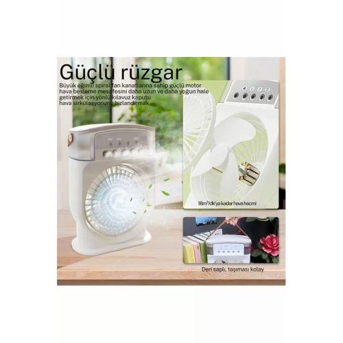 Şarjlı 600 Ml Su Hazneli Taşınabilir Masaüstü Vanilatör  Güçlü Fan Ve 2000 Mah Pil Siyah